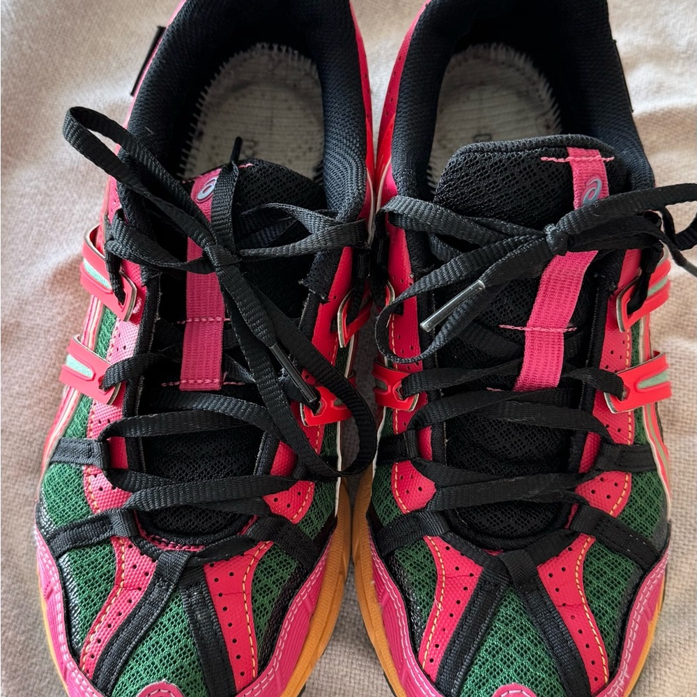 Asics Women's Pink and Green Athletic Shoes